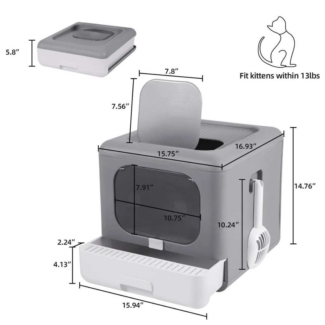 Bac à litière pliable et compact pour chat