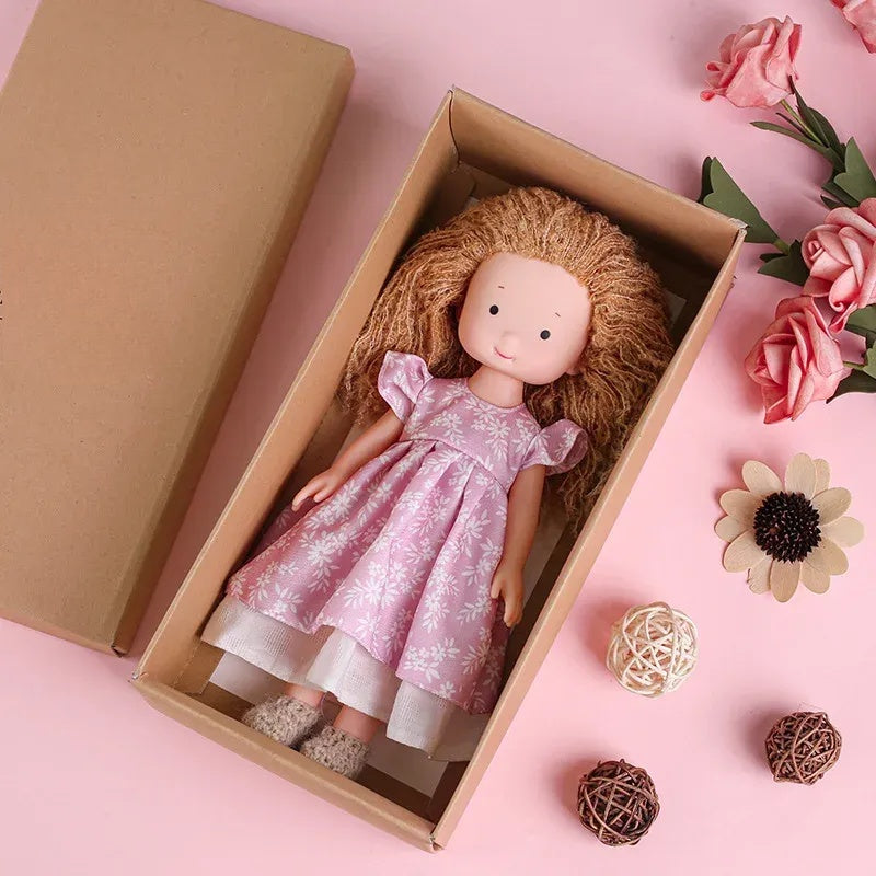 Poupée Câlin En Bois avec Accessoires de Jeu