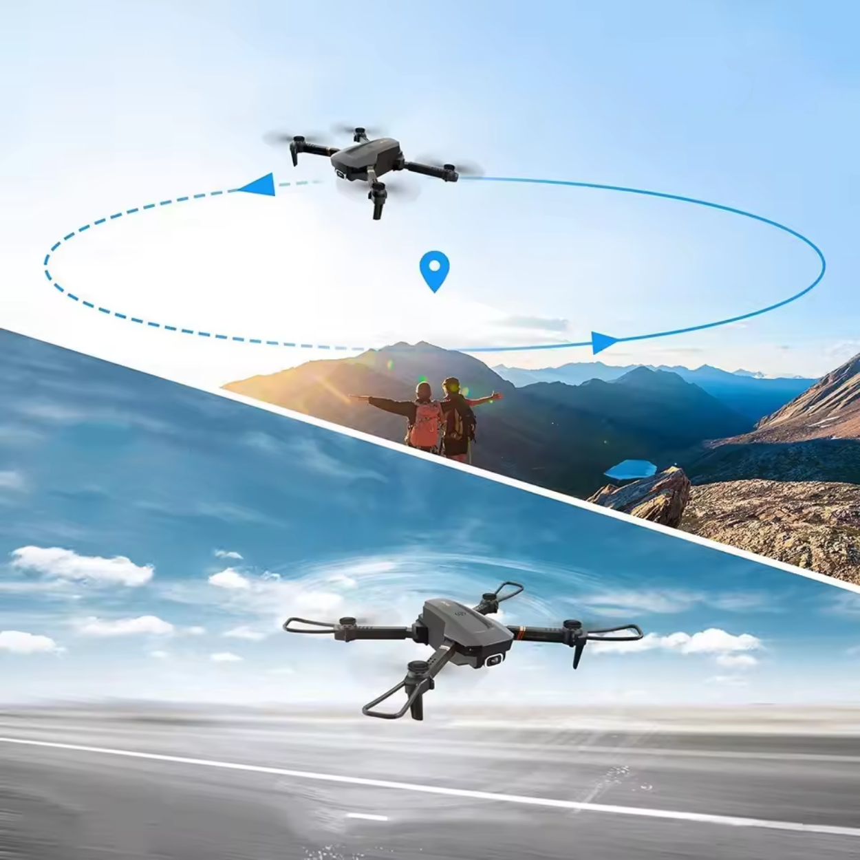Drone 4K WiFi Double Objectif Grand Angle Stabilisé