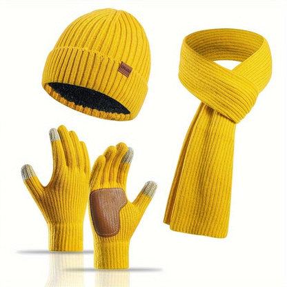 Ensemble Hiver Tricoté 3 Pièces Chaud et Confortable