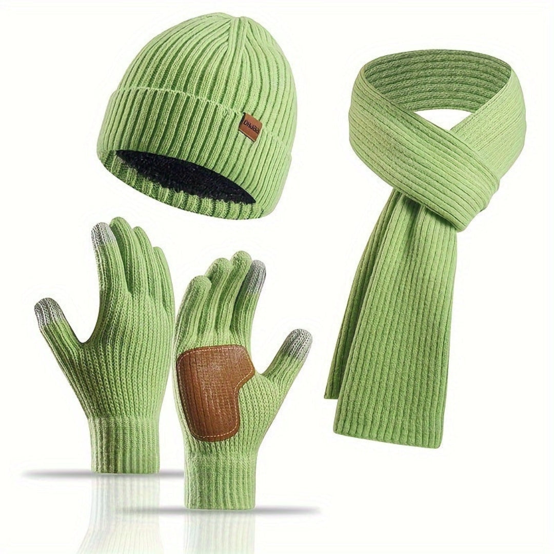 Ensemble Hiver Tricoté 3 Pièces Chaud et Confortable