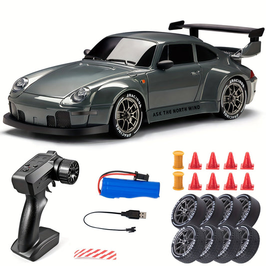 Voiture Télécommandée 4 Roues Motrices avec Éclairage LED | Jouet de Course Haut de Gamme pour Enfants - Santeova