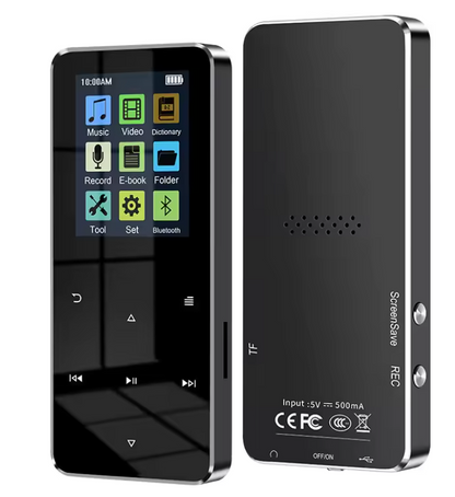 Baladeur MP3 Bluetooth avec Écran HD 2,4 Pouces, Radio FM et Haut-parleur Intégré