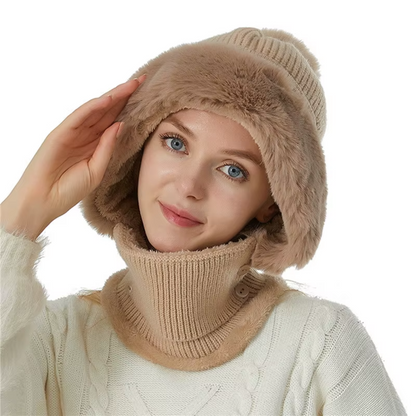 Bonnet Écharpe Polaire 2 en 1 Doux et Chaud