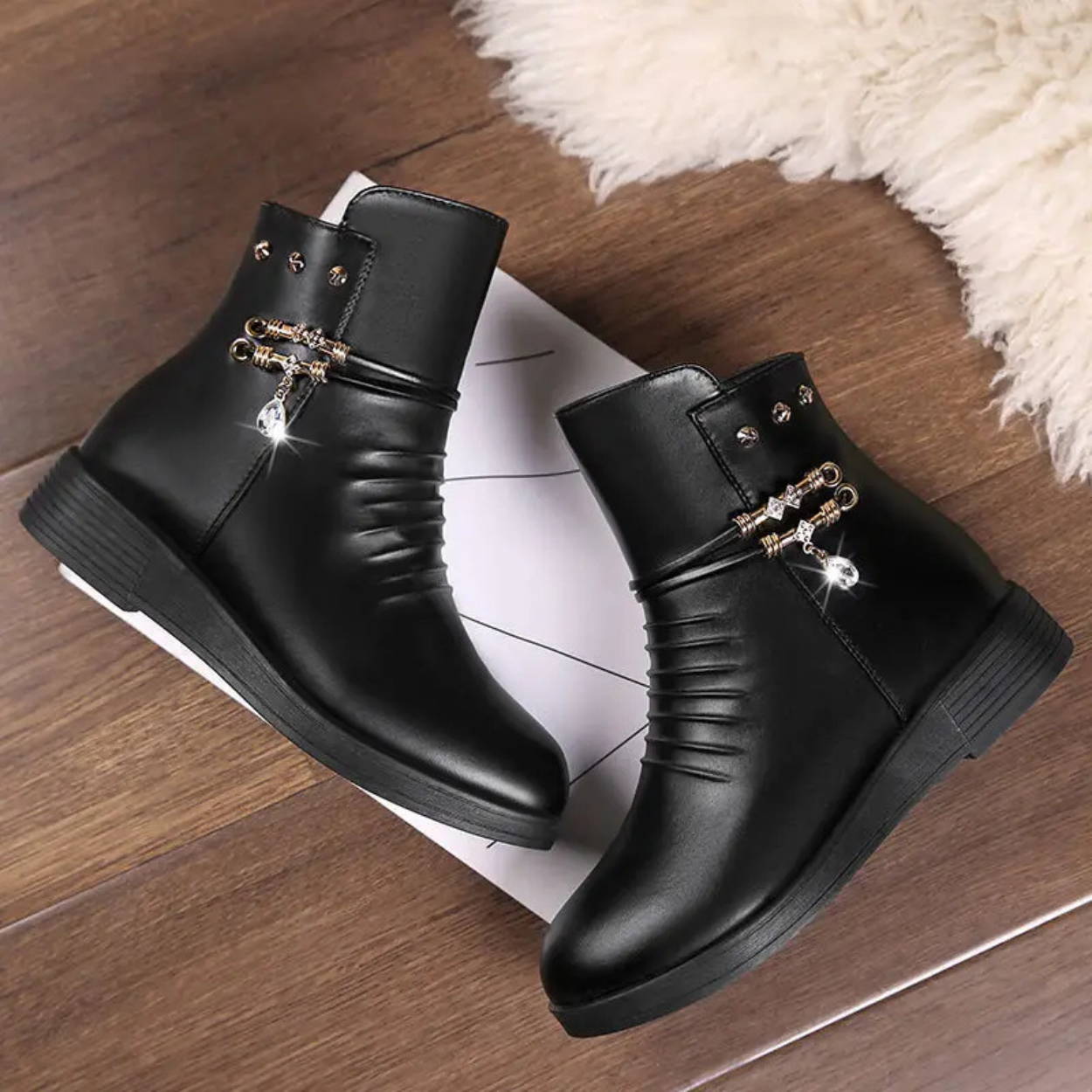 Bottines Hiver Chaudes et Confortables en Daim Élégant