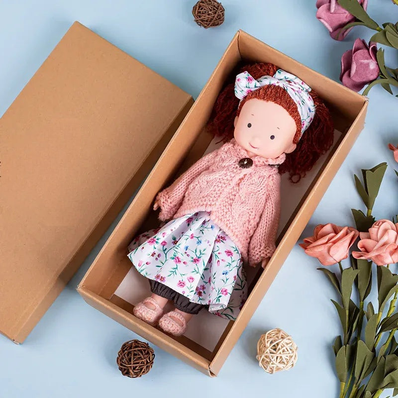 Poupée Câlin En Bois avec Accessoires de Jeu