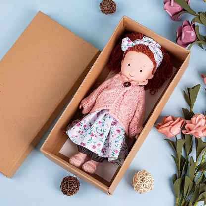 Poupée Câlin En Bois avec Accessoires de Jeu