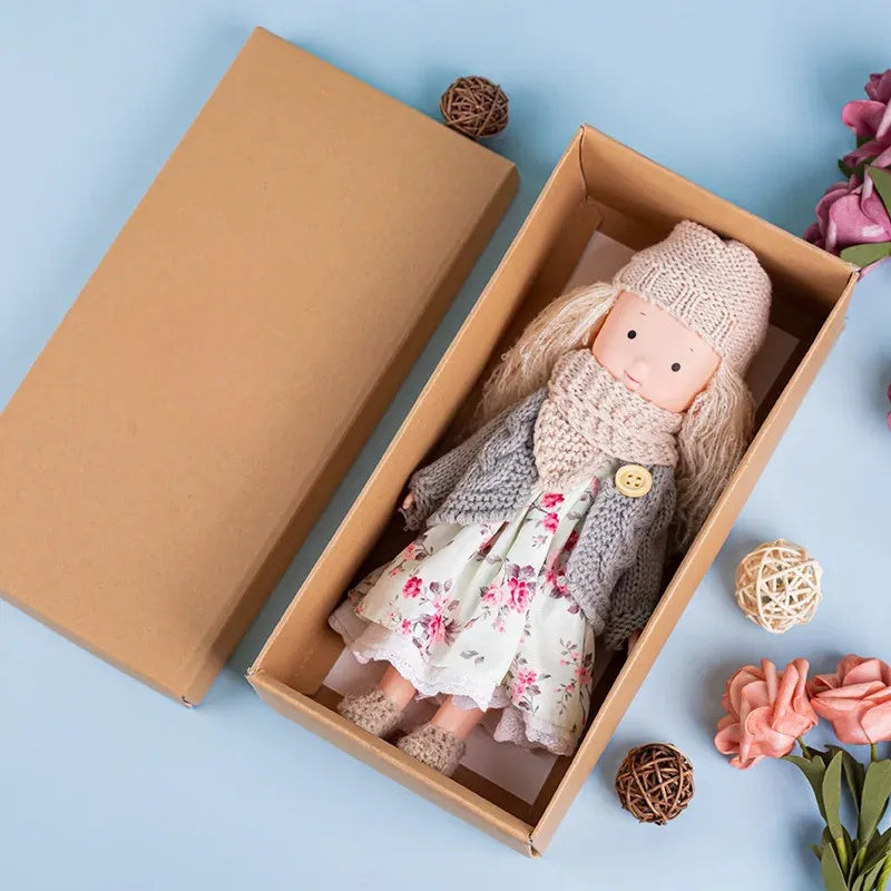 Poupée Câlin En Bois avec Accessoires de Jeu