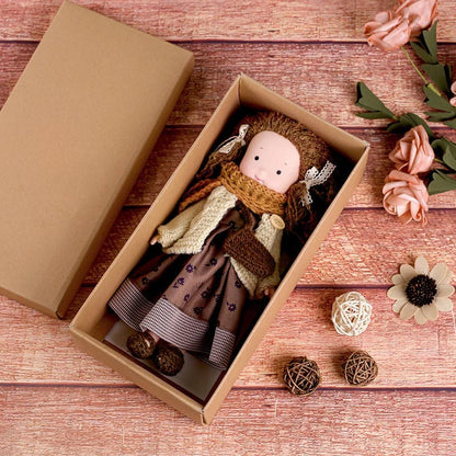 Poupée Câlin En Bois avec Accessoires de Jeu