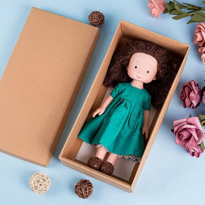 Poupée Câlin En Bois avec Accessoires de Jeu