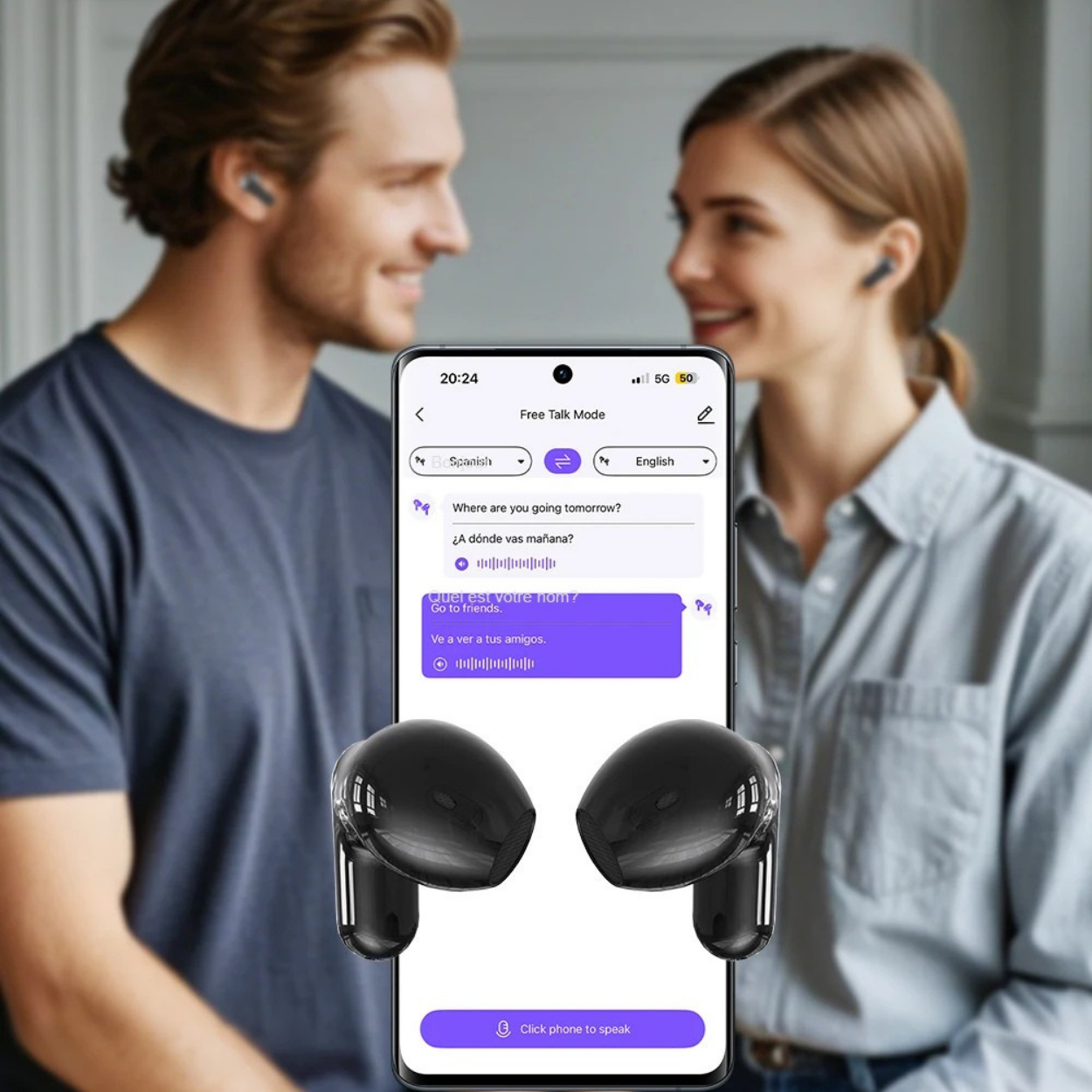 Écouteurs Bluetooth Traduction en Temps Réel