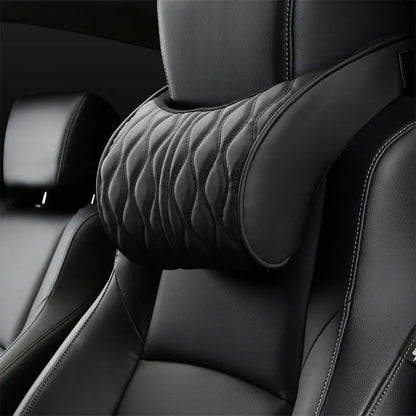 Oreiller de cou de voiture en simili cuir confortable