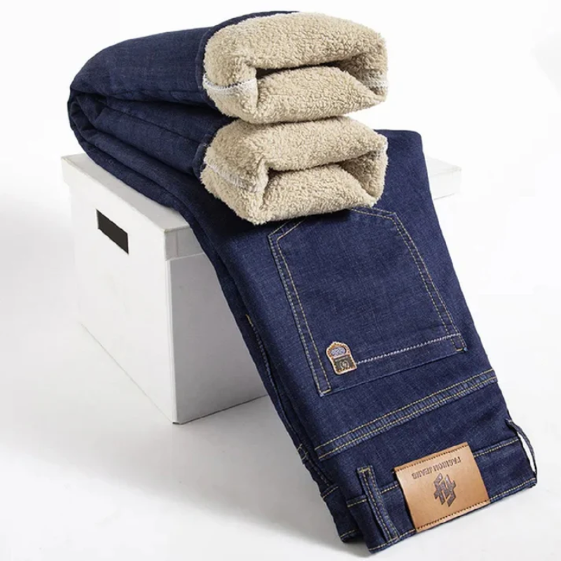 Jean Homme Hiver Doublé Polaire Chaud et Confortable
