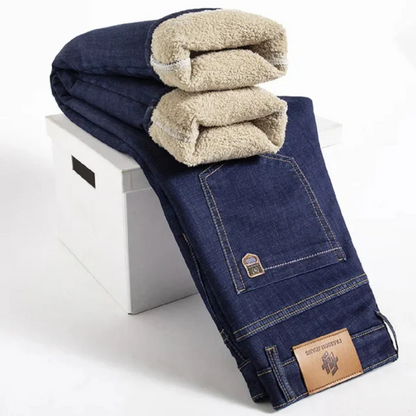 Jean Homme Hiver Doublé Polaire Chaud et Confortable