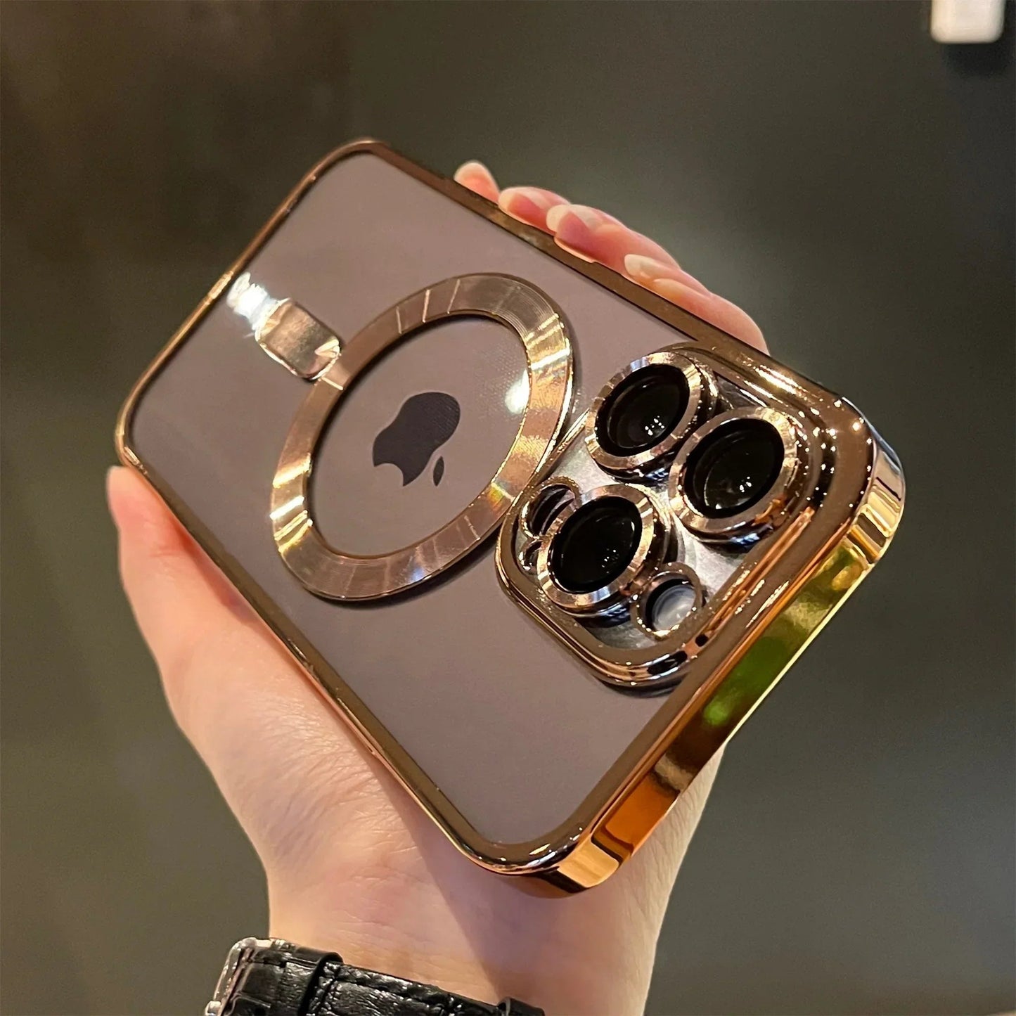 Étui Téléphone Or Magnétique Anti-Rayures - Foivo