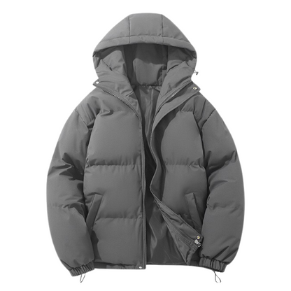 Manteau Hiver Unisexe Doublé Coton avec Capuche Amovible