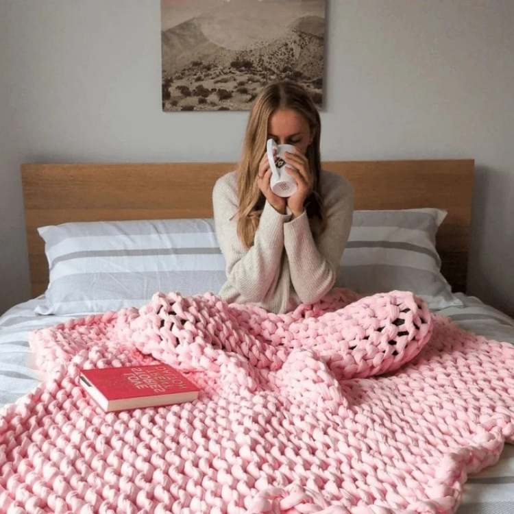 Marcherelle™ – Couverture Lestée Tricotée – Réduit le Stress et Améliore le Sommeil