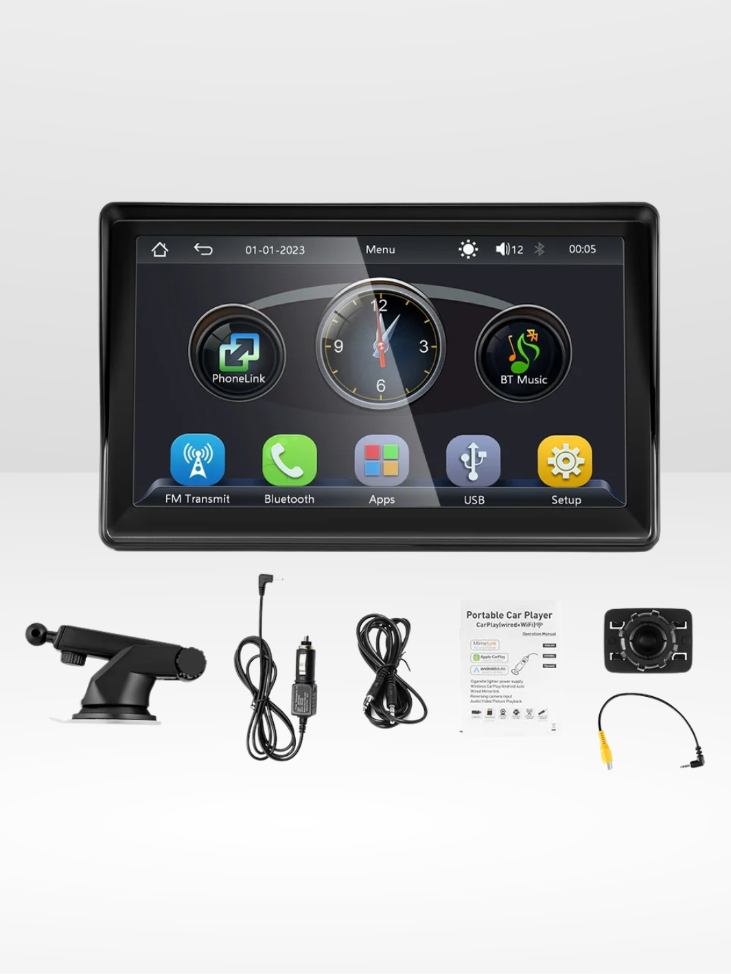 Marcherelle™ – Écran CarPlay Sans Fil 7” avec Caméra de Recul