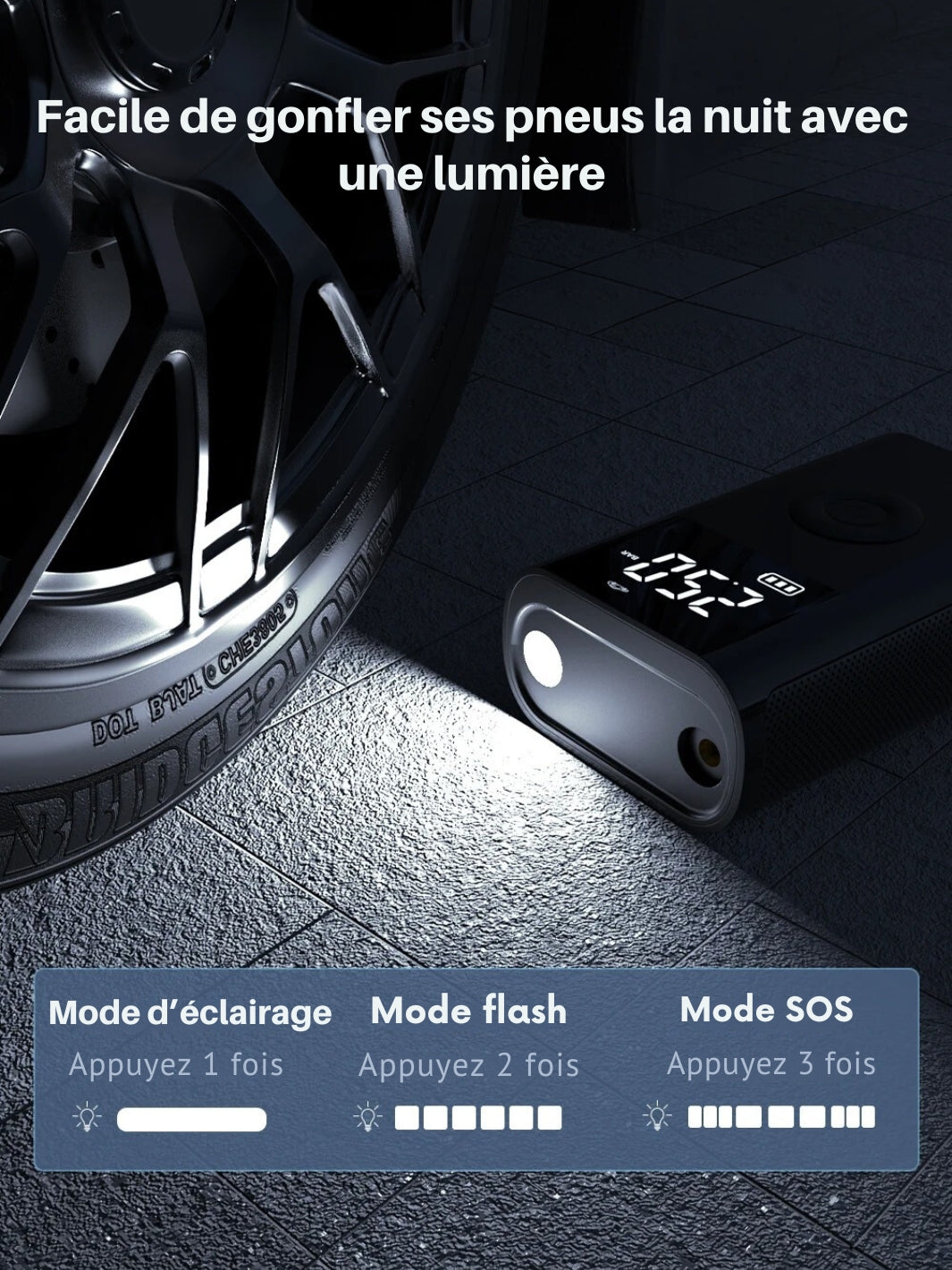 Marcherelle™ – Mini Compresseur d’Air Portable 12V Rechargeable