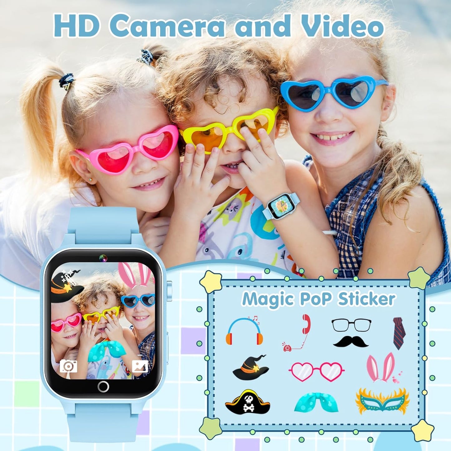 Marcherelle™ – Montre Intelligente pour Enfants avec Caméra HD & 26 Jeux Éducatifs