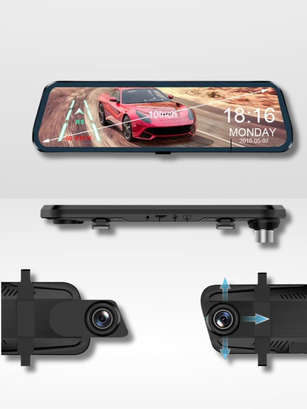 Marcherelle™ – Rétroviseur Dashcam Voiture Full HD – Écran Tactile 10" & Vision Nocturne