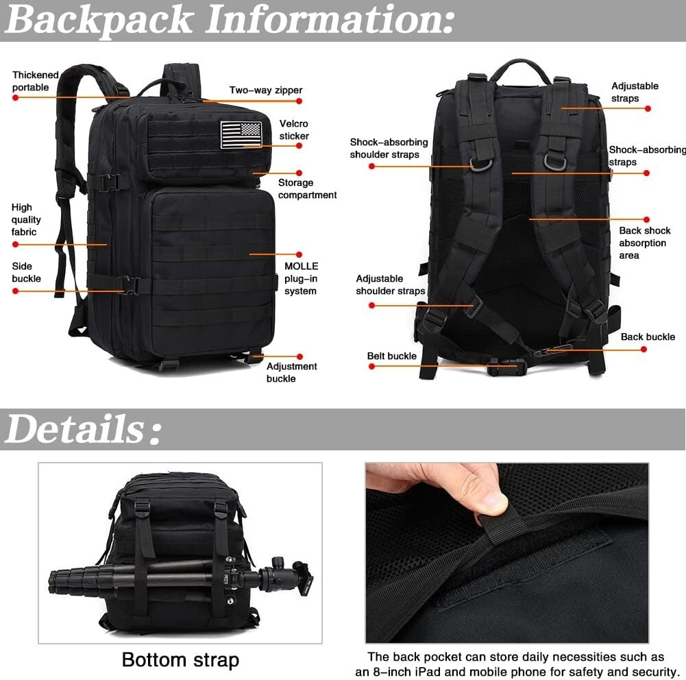 Marcherelle™ – Sac à Dos Tactique Durable et Résistant aux Intempéries
