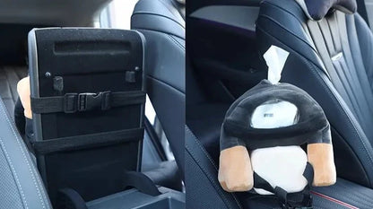 Accoudoir Voiture Chien avec Poubelle et Boîte à Mouchoirs
