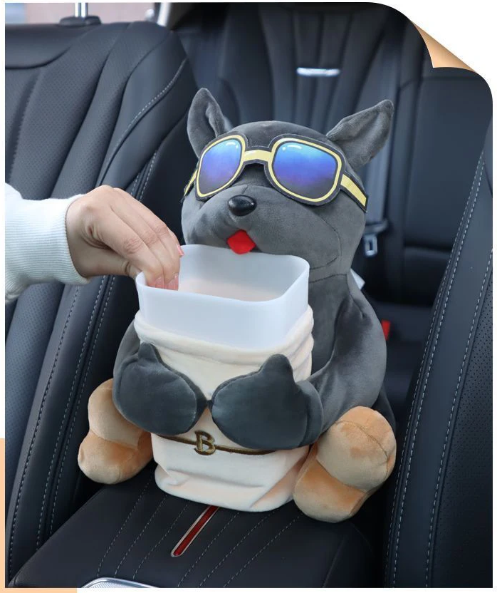 Accoudoir Voiture Chien avec Poubelle et Boîte à Mouchoirs