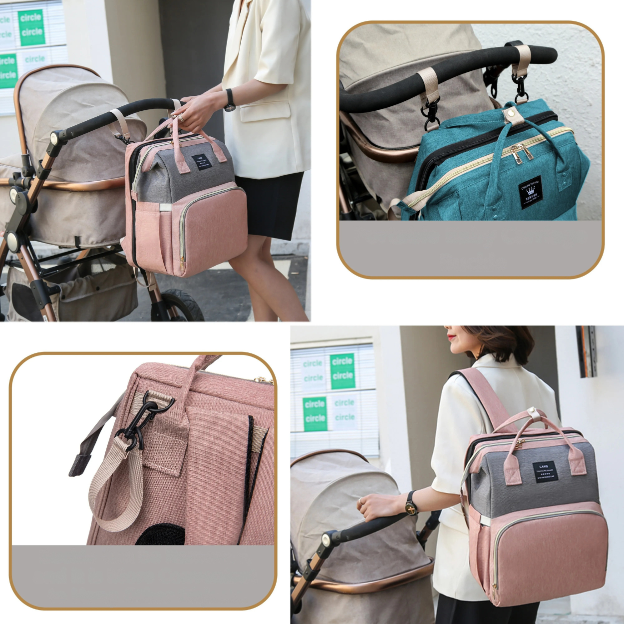 Sac à Langer Convertible avec Lit Parapluie et Poussette