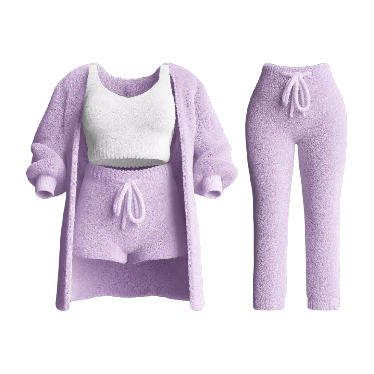 Ensemble Survêtement Complet Femme : Pull, Brassière, Pantalon et Cardigan