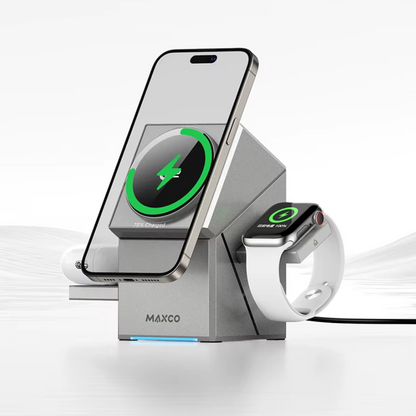 Chargeur Sans Fil 3 en 1 Magnétique Qi pour Téléphone
