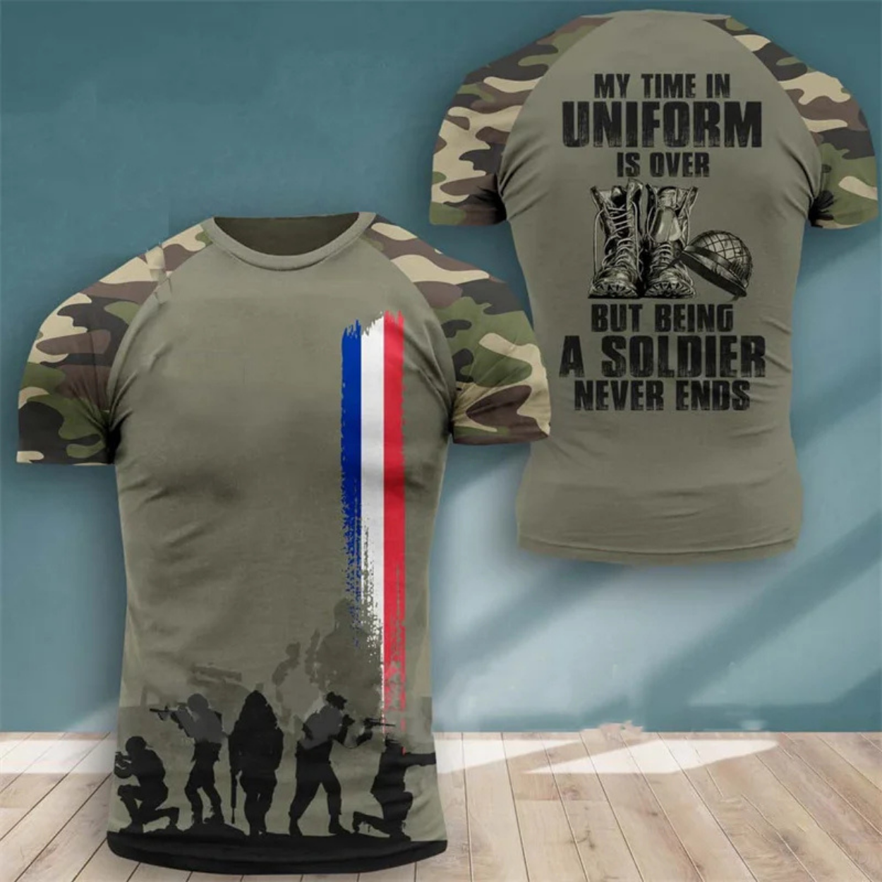 T-shirt Armée Style Militaire Camouflage pour Homme