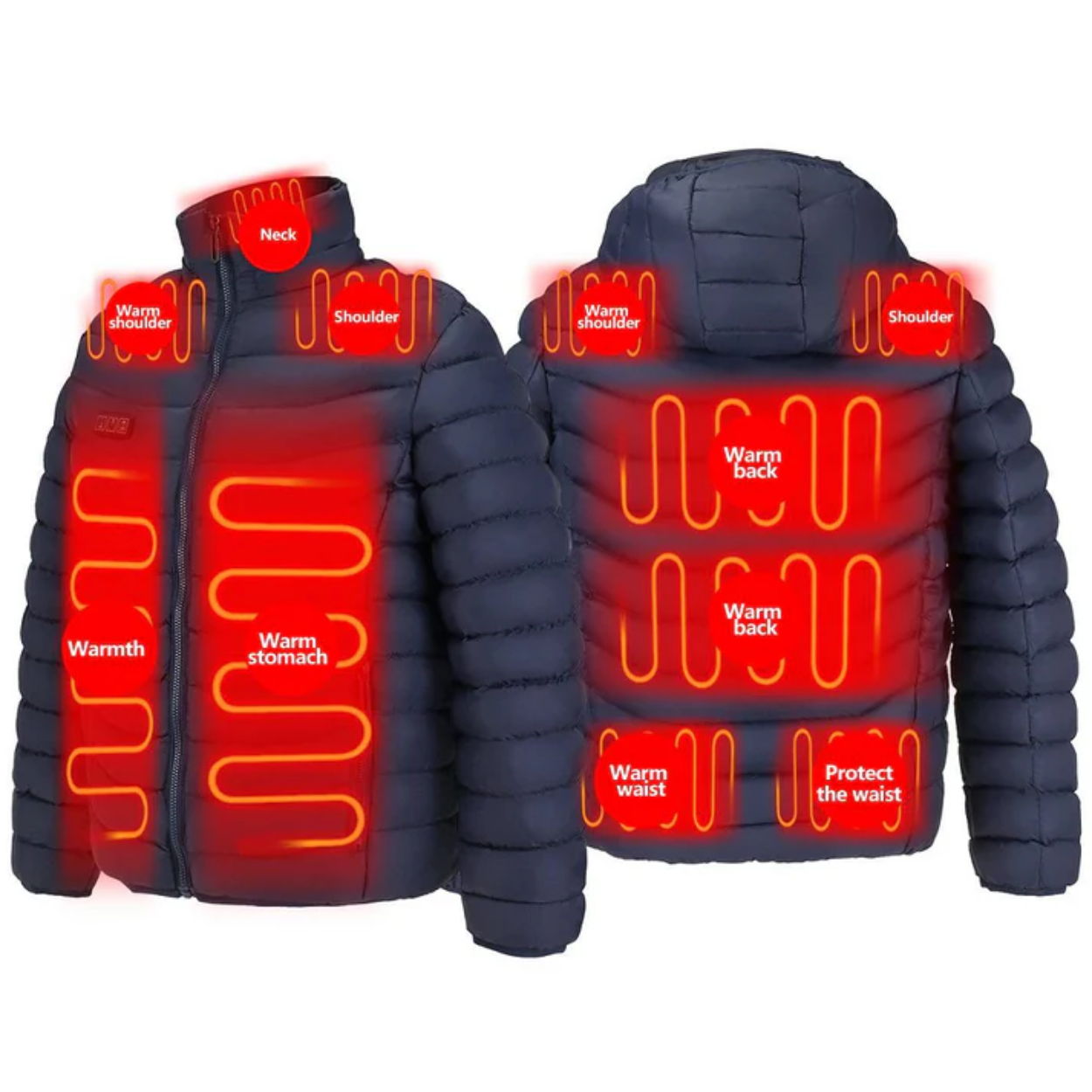 Veste chauffante électrique réversible pour homme et femme