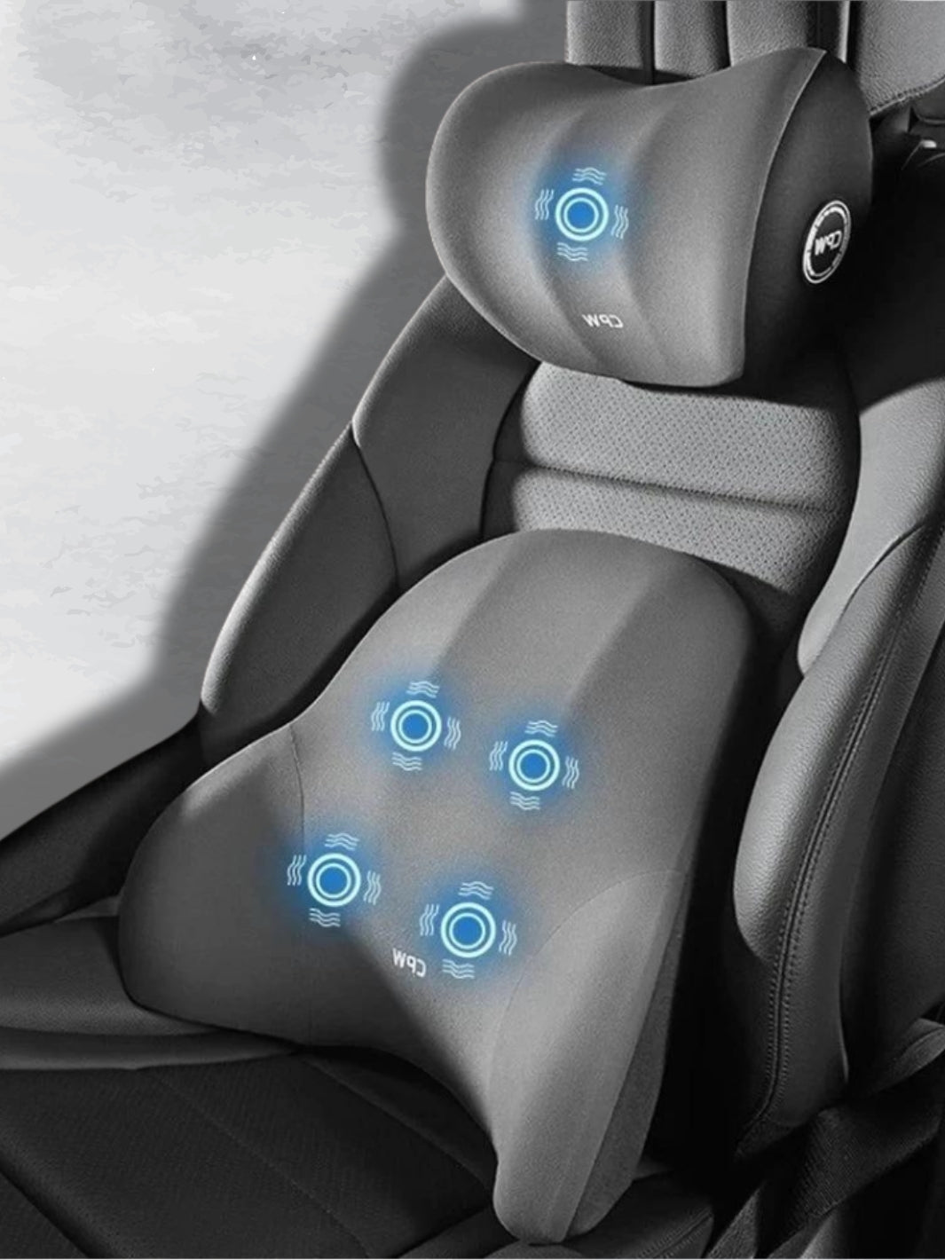 Coussin de Voiture Massant avec Vibrations et Appuie-tête Réglable