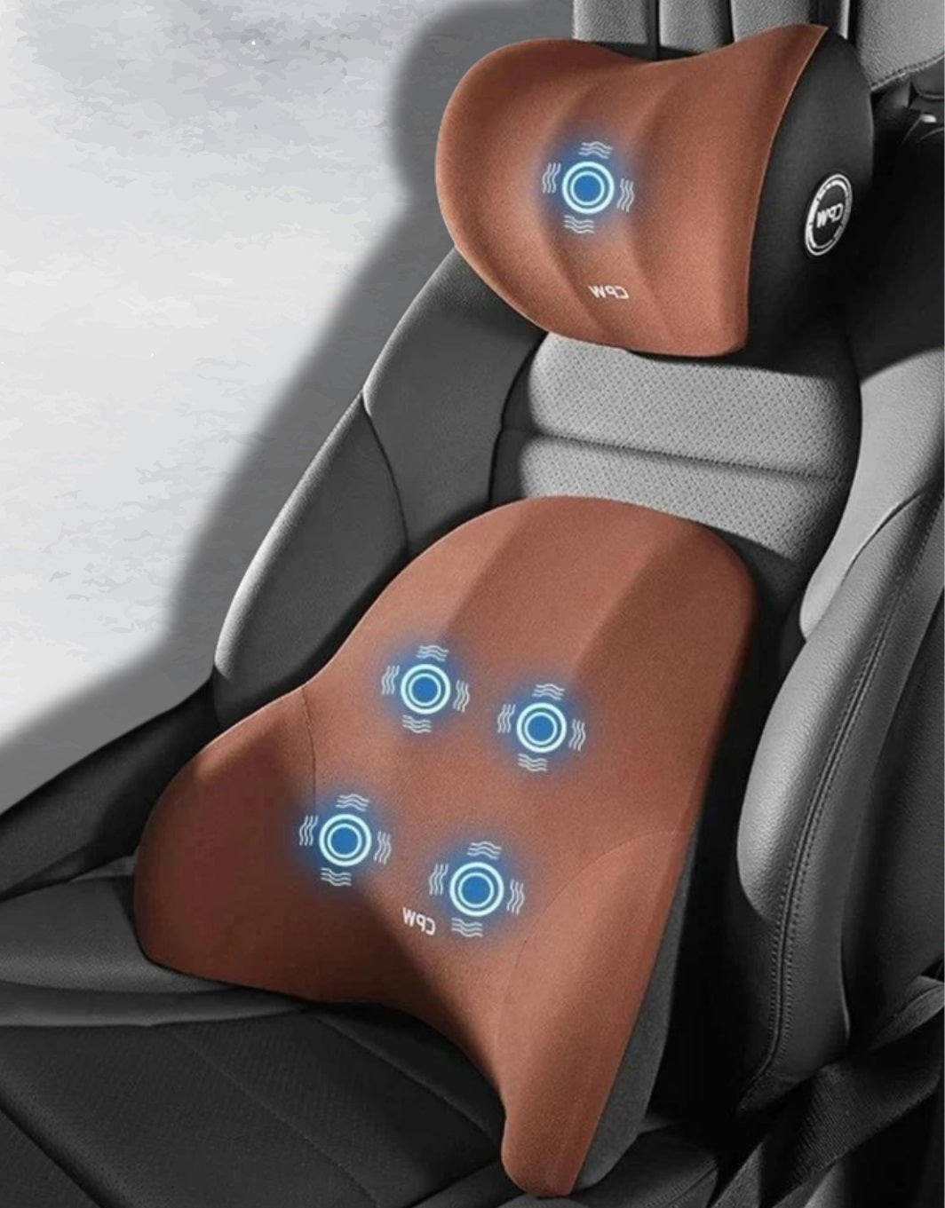 Coussin de Voiture Massant avec Vibrations et Appuie-tête Réglable