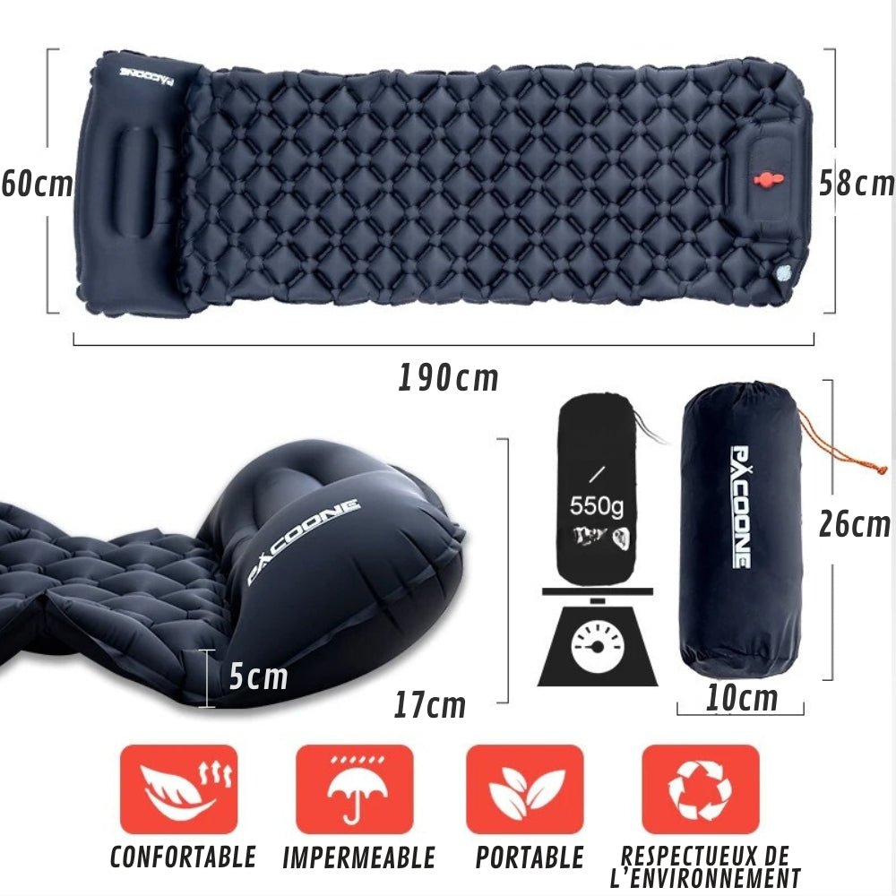 Matelas de Camping Gonflable Léger et Confortable