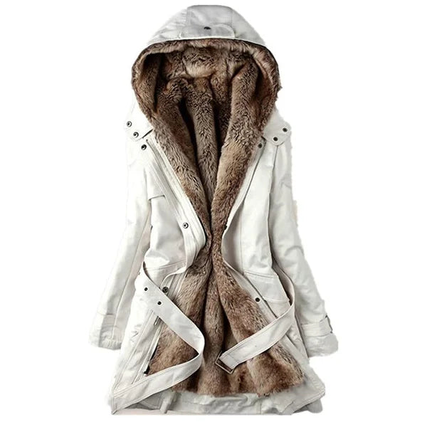 Manteau hivernal douillet en faux cuir