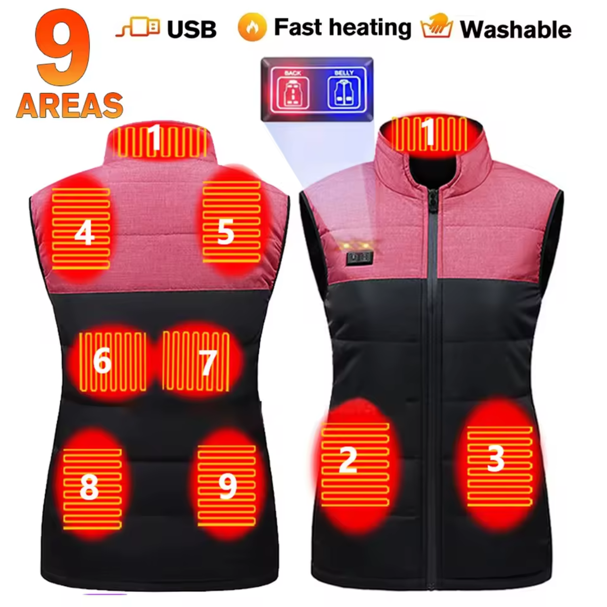Gilet Chauffant Électrique avec Chauffage Réglable