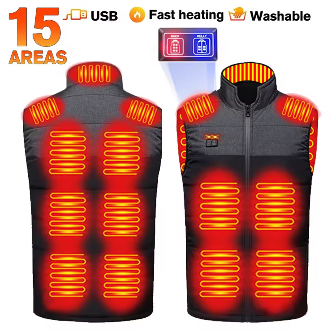 Gilet Chauffant Électrique avec Chauffage Réglable