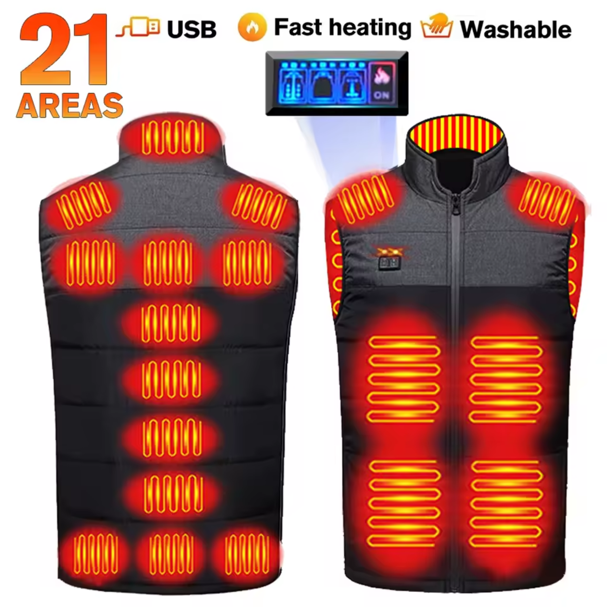 Gilet Chauffant Électrique avec Chauffage Réglable
