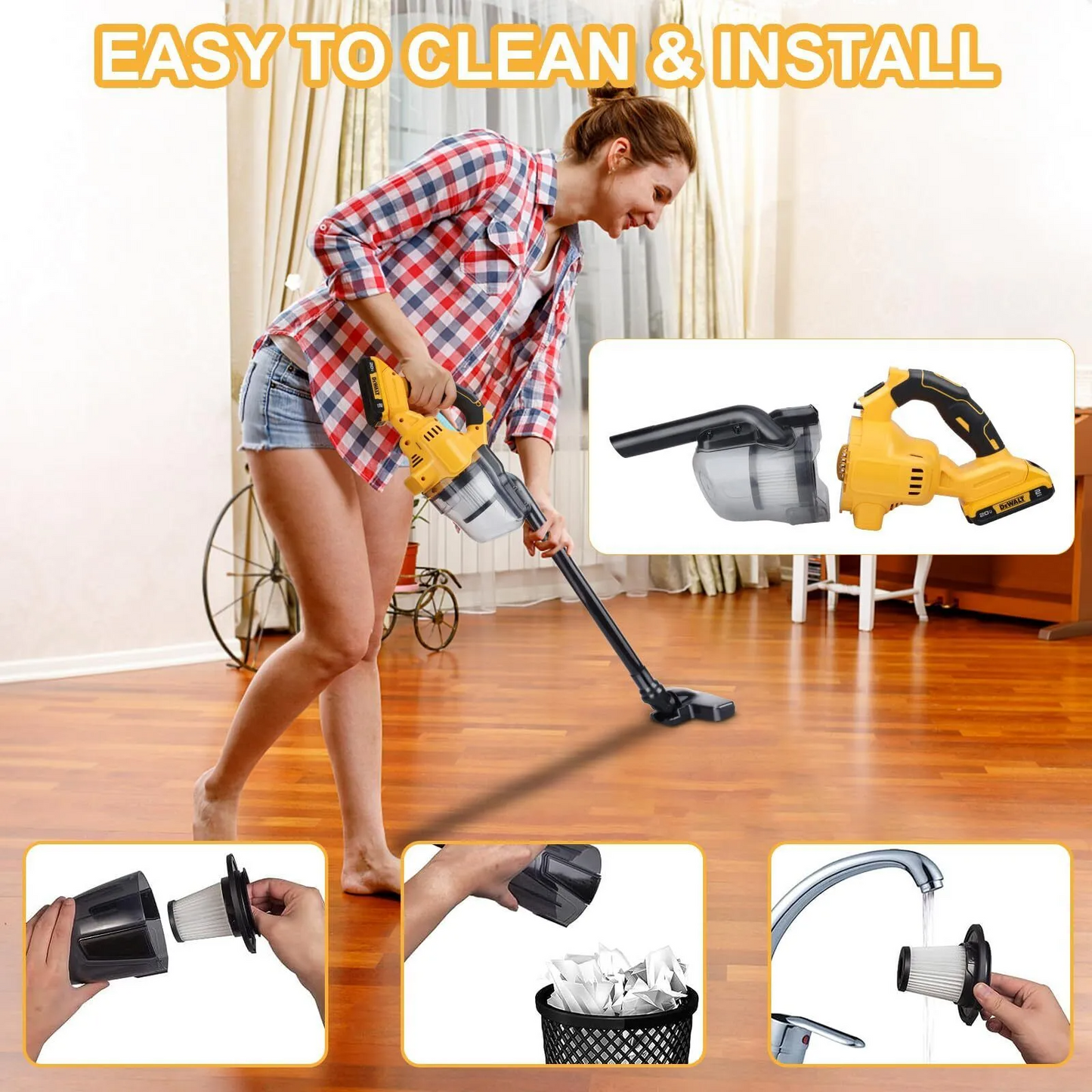Marcherelle™ – Aspirateur Sans Fil Puissant Pour Nettoyage Polyvalent