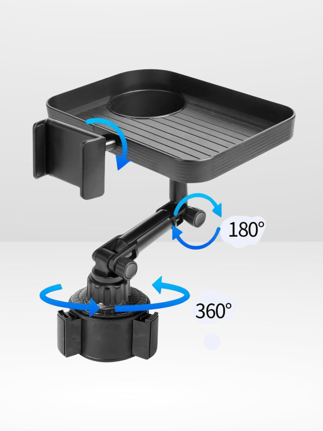 Plateau de voiture rotatif 360° avec support téléphone et porte-gobelet